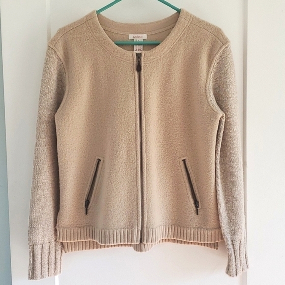 Sundance Merino Wool Alpaca blend jacket cream color size small - Picture 3 of 9